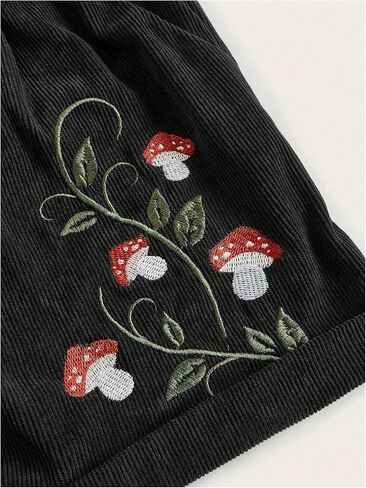 Women's Embroidered Corduroy Shorts Elastic High Waisted Straight Leg Casual Lounge Shorts in Saudi Arabia