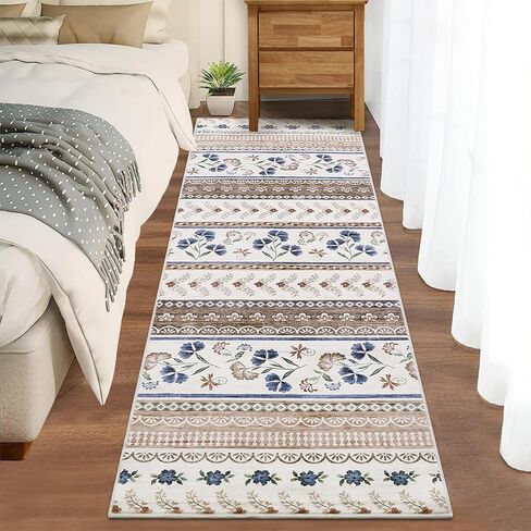 GarveeHome Floral Area Rug 8x10 Washable Rug for Living Room Soft Boho Rug Non Slip Dining Room Throw Carpet Stain Resistant Large Bedroom Area Rug Geometric Carpet for Girls Home Decor, Green in Saudi Arabia