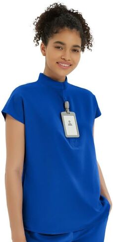 قمصان تنظيف طبية للنساء - قمصان تنظيف ذات ياقة ماندرين مطاطية ناعمة مقاس كبير مع جيبين in Kuwait