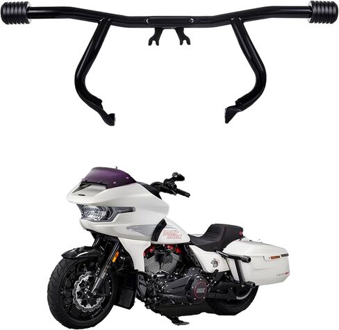 Advanblack 2014-2025 Flat-Out Engine Guard Protek Front Performance High Way Peg One Step Crash Bar for Harley Touring Street Glide Road King Electra Glide Ultra Limited (Gold CNC w/Carbon Inlay) in Saudi Arabia