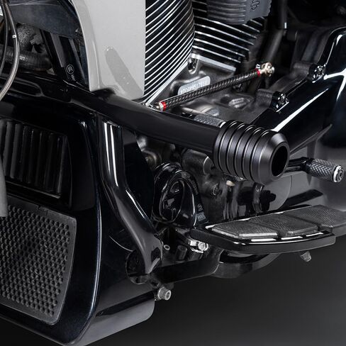 Advanblack 2014-2025 Flat-Out Engine Guard Protek Front Performance High Way Peg One Step Crash Bar for Harley Touring Street Glide Road King Electra Glide Ultra Limited (Gold CNC w/Carbon Inlay) in Saudi Arabia