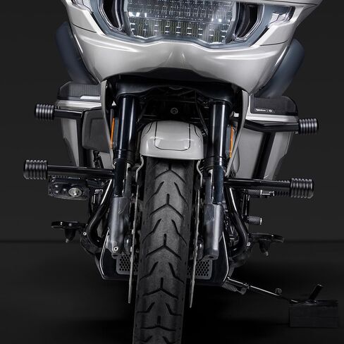 Advanblack 2014-2025 Flat-Out Engine Guard Protek Front Performance High Way Peg One Step Crash Bar for Harley Touring Street Glide Road King Electra Glide Ultra Limited (Gold CNC w/Carbon Inlay) in Saudi Arabia