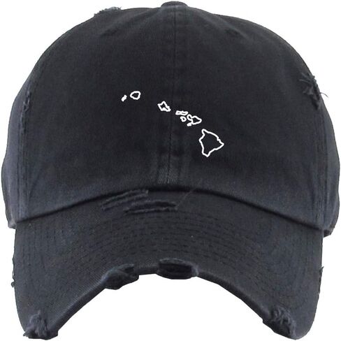 Hawaii Map Outline Dad Vintage Baseball Cap Embroidered Cotton Adjustable Distressed Dad Hat in Saudi Arabia
