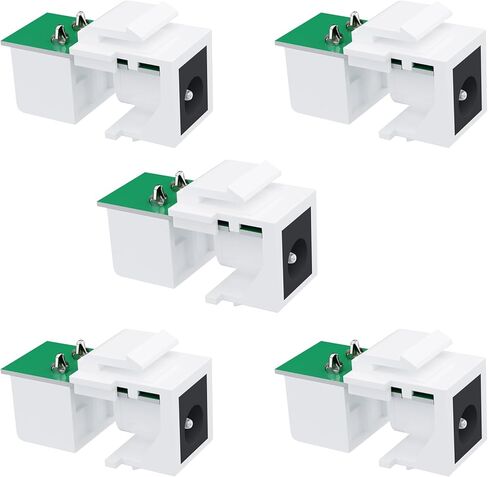 DC Power Connectors for Standard Keystone Wall Plate, DC Panel with 5.5mm x 2.1mm DC Jack, Quickly Fit into Keystone Plate, DC Power Jack Panel Mounting Connector, Power Connector (5-Pack) in Kuwait