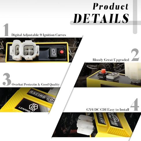 GY6 6 Pin DC CDI Box High Performance Racing Part Digital Adjustable 9 Ignition Curves fit for GY6 50cc 150cc 250cc Scooter Moped ATV Bike Motorcycle Parts in Saudi Arabia