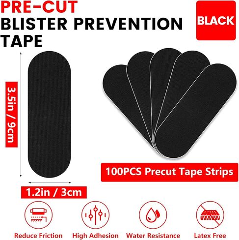 100 PCS Blister Prevention Tape, 5 Colors 1.2in x 3.5in Blister Tape, Precut Blister Bandages for Toes, Heels, Foot Surfaces, Fingers in Kuwait