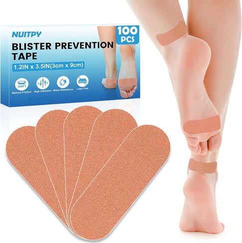 100 PCS Blister Prevention Tape, 5 Colors 1.2in x 3.5in Blister Tape, Precut Blister Bandages for Toes, Heels, Foot Surfaces, Fingers in Kuwait