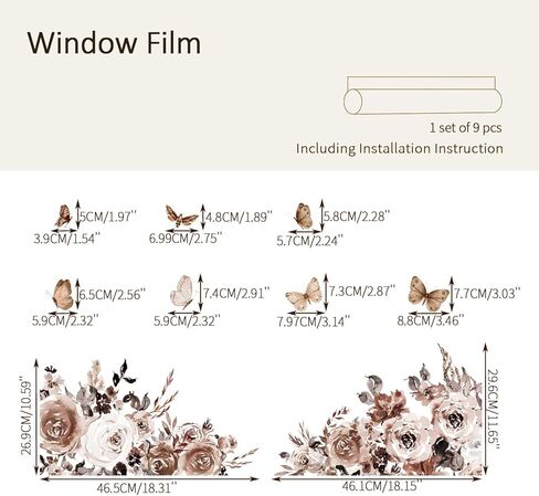 شارات النافذة المائية في الخريف ، ملصقات حدود النافذة الزهرية على الوجهين ، ودقة زجاجات زجاجية ثابتة تغطي فيلمًا للزخرفة المنزلية ، ودالياس البرتقال والورود in Kuwait