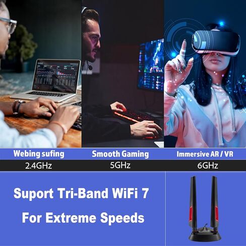 9dBi WiFi 6 6E Tri-Band 2.4GHz + 5 GHz + 6GHz Magnetic Base Gaming WiFi Antenna with Adapter for WiFi 6 6E Router PC Desktop Computer PCI-E WiFi 6E Card WiFi Gaming Motherboard in Kuwait