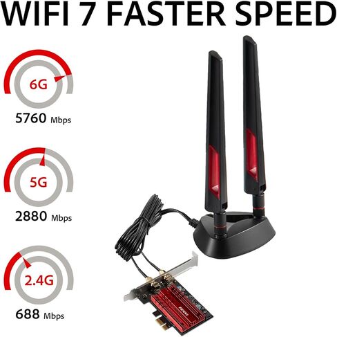 9dBi WiFi 6 6E Tri-Band 2.4GHz + 5 GHz + 6GHz Magnetic Base Gaming WiFi Antenna with Adapter for WiFi 6 6E Router PC Desktop Computer PCI-E WiFi 6E Card WiFi Gaming Motherboard in Kuwait