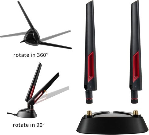 9dBi WiFi 6 6E Tri-Band 2.4GHz + 5 GHz + 6GHz Magnetic Base Gaming WiFi Antenna with Adapter for WiFi 6 6E Router PC Desktop Computer PCI-E WiFi 6E Card WiFi Gaming Motherboard in Kuwait