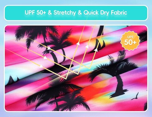 Girls Swimsuit Long Sleeve Rush Guard Bathing Suit Swimwear with Bikini Bottom Sun Protection in Kuwait