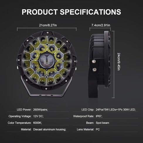 9 بوصة شريط إضاءة LED مستدير Safego 2 قطعة من أضواء الطرق الوعرة الدائرية الكهرمانية 408 وات شعاع بقعة مقاوم للماء LED ضوء عمل مستدير ضوء القيادة مصابيح ضباب صفراء متوافقة مع شاحنة SUV ATV قارب جرار in Kuwait