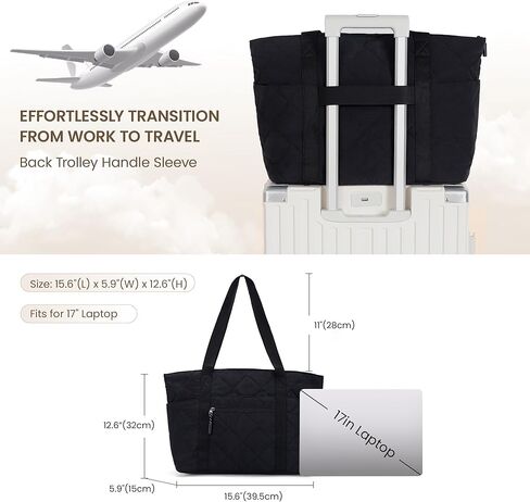 befen Large Puffer Tote Bag for Women, Travel Laptop Work Shoulder Bags Multi-Pocket Zipper Lightweight in Kuwait