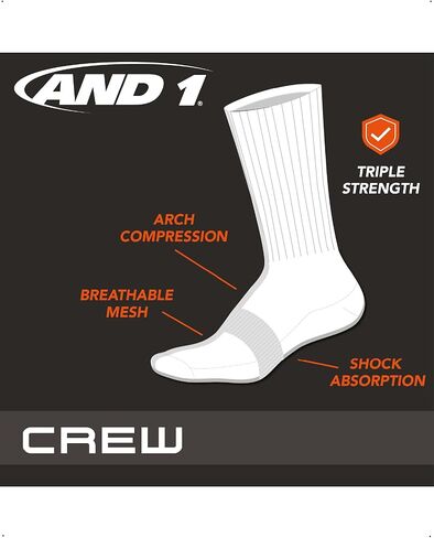 AND1 Men's Socks - Athletic Cushion Crew Socks (24 Pack) in Kuwait