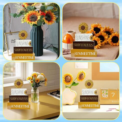 4 PCS الصيف عباد الشمس ديكور طاولة الخشب ، عباد الشمس ثاتر صينية ديكور الخشبية لوح الخشبية ، هدايا عباد الشمس الحفل in Kuwait