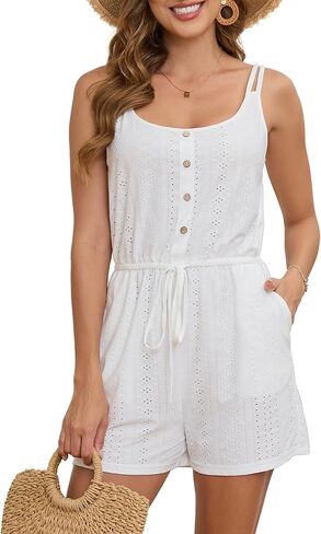 Bsubseach Romper for Women Hollow Out Swimsuit Coverup 2025 Summer Spaghetti أحزمة بذلة قصيرة مع جيوب in Kuwait