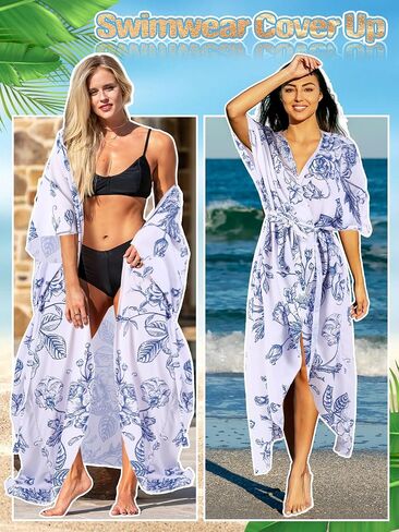 Geyoga Blue Floral Beach Coverup for Women شيء أزرق قبل أن أقوم بحفلات الحفلات. in Saudi Arabia
