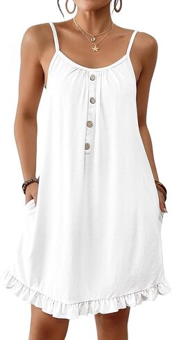 Bsubseach Swimsuit Coverup for Women Summer Sleeveless Swim Cover Up Spaghetti Strap Beach Cover Dresses with Pockets in Saudi Arabia