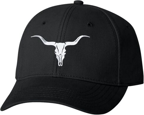 Go All Out Steer Skull Cowboy Western Dad Deluxe Trucker Flatbill Baseball Structured Embroidered Hat in Saudi Arabia