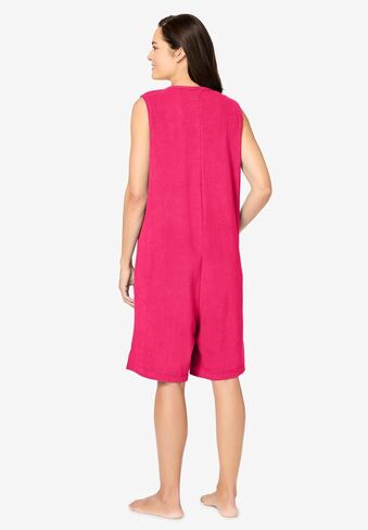 Dreams & Co. Plus Size Zip-Front Terry Romper in Saudi Arabia
