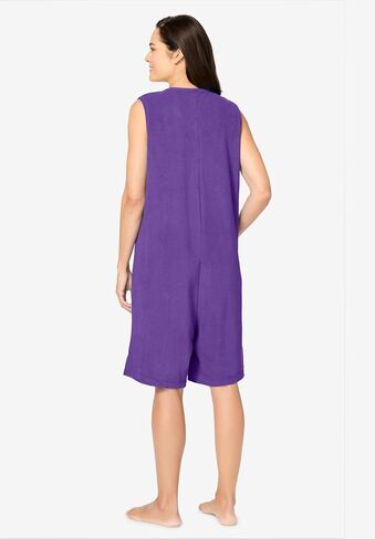 Dreams & Co. Plus Size Zip-Front Terry Romper in Saudi Arabia