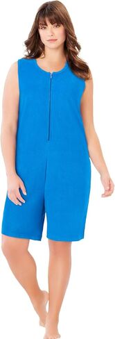 Dreams & Co. Plus Size Zip-Front Terry Romper in Saudi Arabia