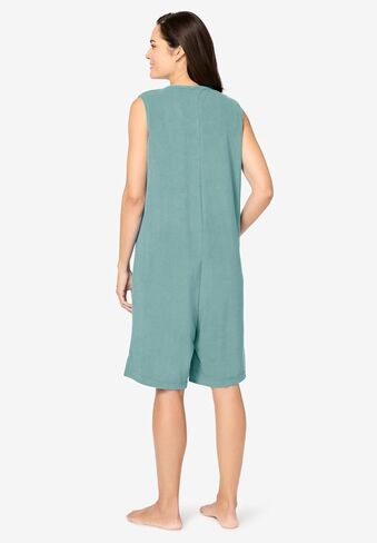 Dreams & Co. Plus Size Zip-Front Terry Romper in Saudi Arabia