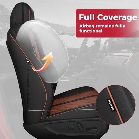 FREESOO for Tacoma 2024 2025 Seat Covers Full Set - Custom Fit for Toyota Tacoma Double Crew Cab, SR, SR5, TRD Sport, TRD Off-Road, Pickup Truck Seat Covers with Faux Leather(BlackBrown) in Kuwait