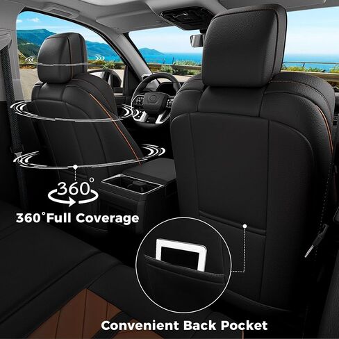 FREESOO for Tacoma 2024 2025 Seat Covers Full Set - Custom Fit for Toyota Tacoma Double Crew Cab, SR, SR5, TRD Sport, TRD Off-Road, Pickup Truck Seat Covers with Faux Leather(BlackBrown) in Kuwait