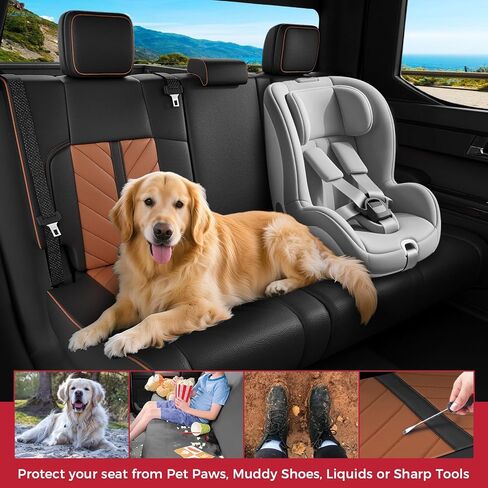 FREESOO for Tacoma 2024 2025 Seat Covers Full Set - Custom Fit for Toyota Tacoma Double Crew Cab, SR, SR5, TRD Sport, TRD Off-Road, Pickup Truck Seat Covers with Faux Leather(BlackBrown) in Kuwait