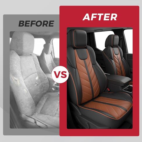 FREESOO for Tacoma 2024 2025 Seat Covers Full Set - Custom Fit for Toyota Tacoma Double Crew Cab, SR, SR5, TRD Sport, TRD Off-Road, Pickup Truck Seat Covers with Faux Leather(BlackBrown) in Kuwait