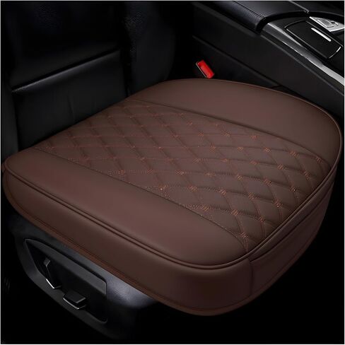 Kewucn Car Seat Bottom Covers Pad, Anti Slip Leather Auto Front Seat Cushion Cover with Storage Pocket, Seat Protector Wrap Around The Bottom for Most Vehicles, Car Accessories (Beige) in Saudi Arabia