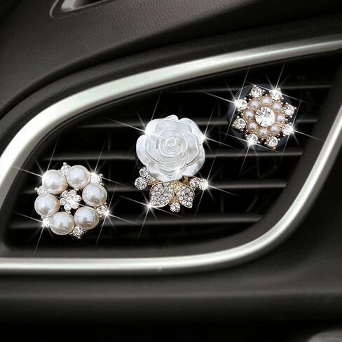 Bling Daisy 3-Pc Air Vent Clips: Flower Car Air Fresheners, Diamond Car Decor in Saudi Arabia