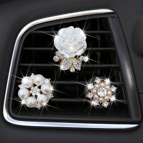 Bling Daisy 3-Pc Air Vent Clips: Flower Car Air Fresheners, Diamond Car Decor in Saudi Arabia