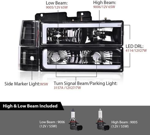 G-Plus LED المصابيح الأمامية ، متوافقة مع 1994-1999 GMC C1500 K1500 Yukon C1500 C2500 K1500 K2500 Suburban/1994-2000 C2500 C3500 K2500 K3500 in Kuwait