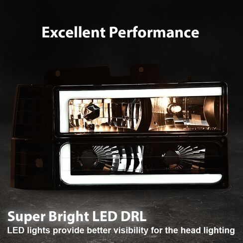 G-Plus LED المصابيح الأمامية ، متوافقة مع 1994-1999 GMC C1500 K1500 Yukon C1500 C2500 K1500 K2500 Suburban/1994-2000 C2500 C3500 K2500 K3500 in Kuwait