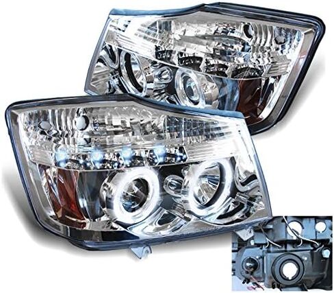 Dual Halo LED Projector Headlights Headlamps Lamps Black For 2004-2012 Nissan Titan / 2004-2007 Armada in Kuwait