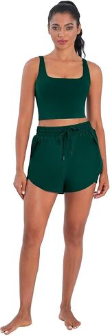 Sunzel 2 in 1 High Waist Running Shorts for Women Quick Dry Elastic Athletic Shorts with Pocket and Drawstring Workout Summer in Kuwait
