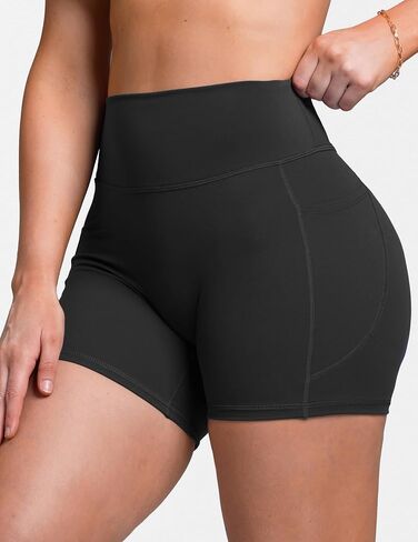 Sogetdo Athletic Biker Shorts Women with Pockets Tummy Control High Waisted Stretchy Compression Yoga Shorts in Kuwait
