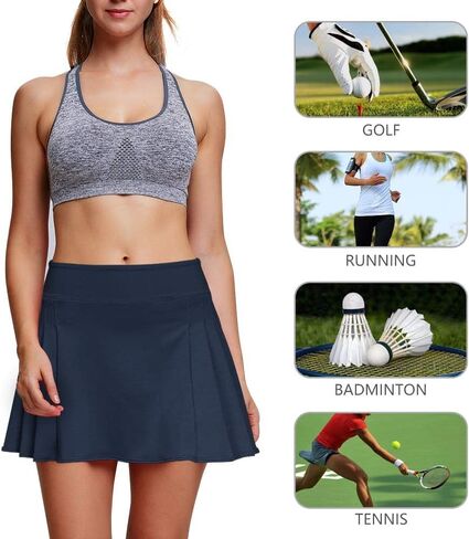 تنورات تنس تنسية مطوية تنانير الجولف مع جيوب ساكورت خفيفة الوزن لليوغا تنس الجولف يدير اليوغا in Kuwait