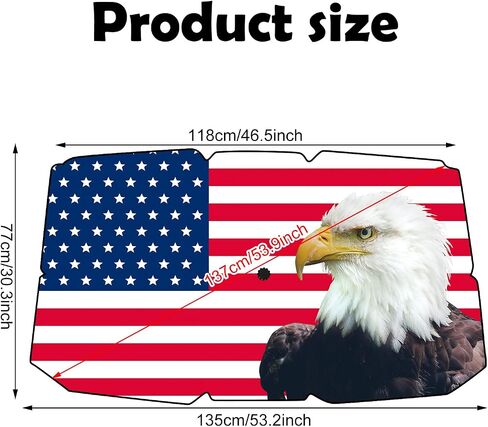 Riakrum Patriotic Eagle American Flag Car Windshield Sun Shade Umbrella Foldable UV Ray Windshield Sun Shade Car Front Window Sunshade Keep Vehicle Cool Heat Reflector, Fit Various Size in Saudi Arabia