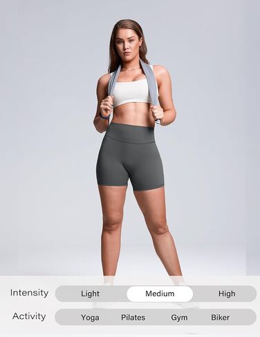 Sogetdo Athletic Biker Shorts Women with Pockets Tummy Control High Waisted Stretchy Compression Yoga Shorts in Kuwait