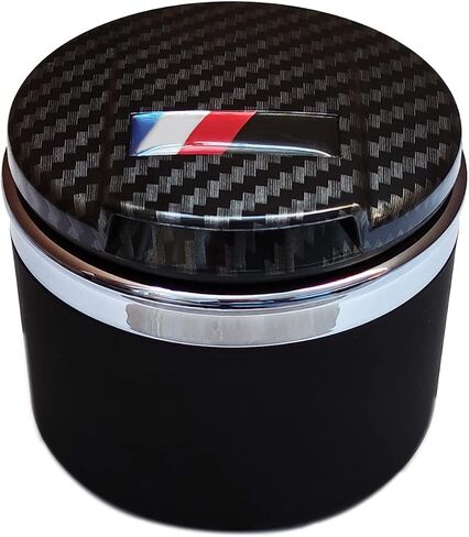 Car Ashtray Exclusively for BMW 1/3/5/7 Series and X1/X3/X5/X6, with LED Light and Lid, Detachable and Portable (Matt Silver) in Saudi Arabia
