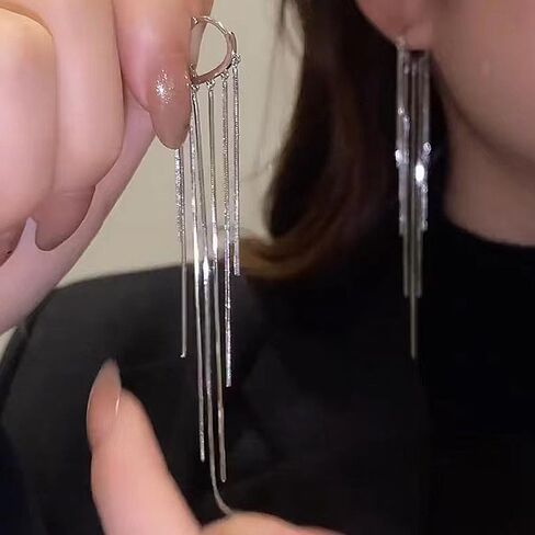 14K Gold Long Tassel Dangle Drop Earrings, Minimalism Hanging Lines Piercing Earrings, Prom Party Statement Jewelry Gifts for Women in Saudi Arabia