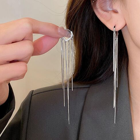 14K Gold Long Tassel Dangle Drop Earrings, Minimalism Hanging Lines Piercing Earrings, Prom Party Statement Jewelry Gifts for Women in Saudi Arabia