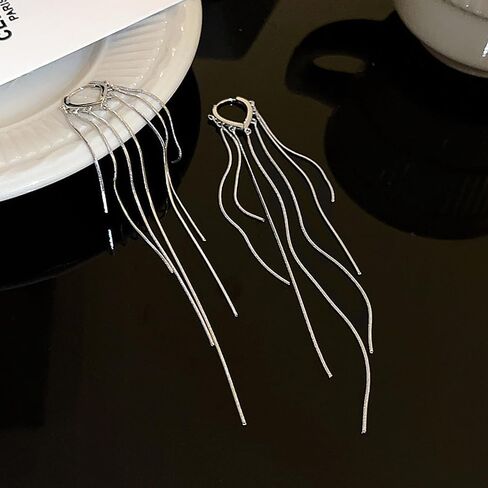 14K Gold Long Tassel Dangle Drop Earrings, Minimalism Hanging Lines Piercing Earrings, Prom Party Statement Jewelry Gifts for Women in Saudi Arabia