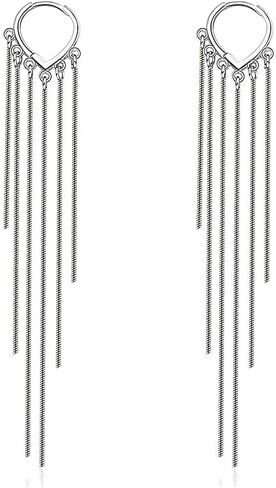 14K Gold Long Tassel Dangle Drop Earrings, Minimalism Hanging Lines Piercing Earrings, Prom Party Statement Jewelry Gifts for Women in Saudi Arabia
