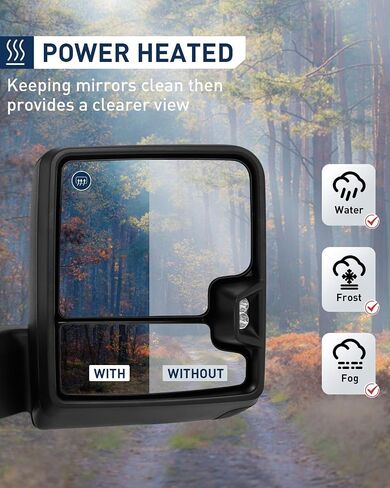 ECCPP Tow Mirrors Towing Mirrors Compatible with 1999-2002 for Chevy Silverado for GMC Sierra Pickup with Left Right Side Power Control Heat LED Turn Signal Running Clearance Light with Black Housing in Saudi Arabia