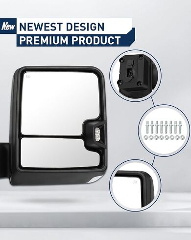ECCPP Tow Mirrors Towing Mirrors Compatible with 1999-2002 for Chevy Silverado for GMC Sierra Pickup with Left Right Side Power Control Heat LED Turn Signal Running Clearance Light with Black Housing in Saudi Arabia